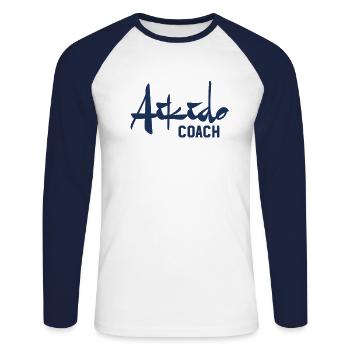 Aikidoka Fighter Aikido Martial Arts Martial Arts - Unisex Long Sleeve Baseball T-Shirt - white/navy - Front - Nik (191cm)