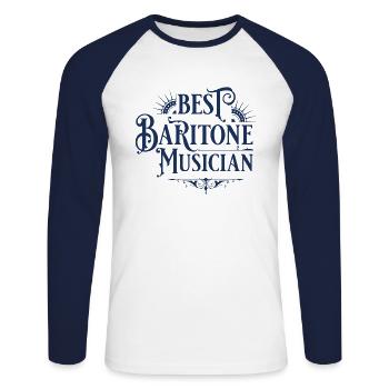 Musiker Baritons Baritonspieler Bariton Instrument - Unisex Baseballshirt langarm - Weiß/Navy - Vorne - Nik (191cm)