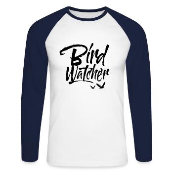 Ornithology - Unisex Long Sleeve Baseball T-Shirt - white/navy - Front - Nik (191cm)