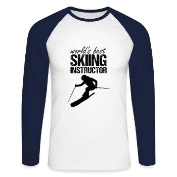 Meilleur moniteur de ski - T-shirt baseball manches longues Homme - blanc/marine - Devant - Nik (191cm)