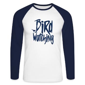 Beobachten Ornithologe Ornithologie vögel Vogel - Unisex Baseballshirt langarm - Weiß/Navy - Vorne - Nik (191cm)