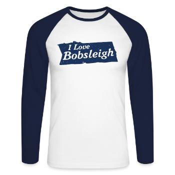 Rodeln Schlitten Bobsport Bob Rodelsport - Unisex Baseballshirt langarm - Weiß/Navy - Vorne - Nik (191cm)