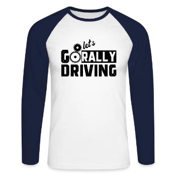 Course de coureurs rallye - T-shirt baseball manches longues Homme - blanc/marine - Devant - Nik (191cm)