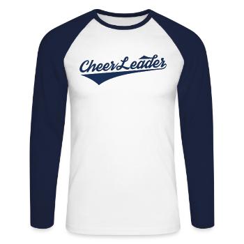 Cheerleading - T-shirt baseball manches longues Homme - blanc/marine - Devant - Nik (191cm)