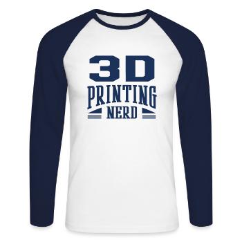 3D Printing - Unisex Long Sleeve Baseball T-Shirt - white/navy - Front - Nik (191cm)