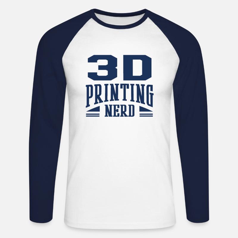 3D Druck - Unisex Baseballshirt langarm - Weiß/Navy