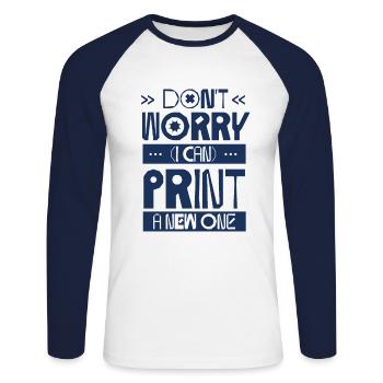 3D Printing Printer 3D - Unisex Long Sleeve Baseball T-Shirt - white/navy - Front - Nik (191cm)