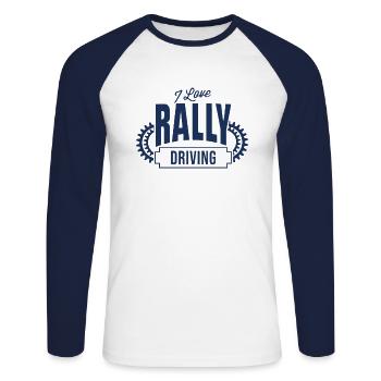 Rally - Unisex Long Sleeve Baseball T-Shirt - white/navy - Front - Nik (191cm)