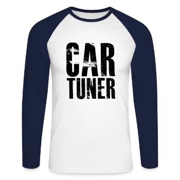 Auto tunen - Unisex Baseballshirt langarm - Weiß/Navy - Vorne - Nik (191cm)
