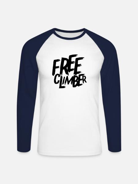 Escalade libre Grimpeurs - T-shirt baseball manches longues Homme - blanc/marine