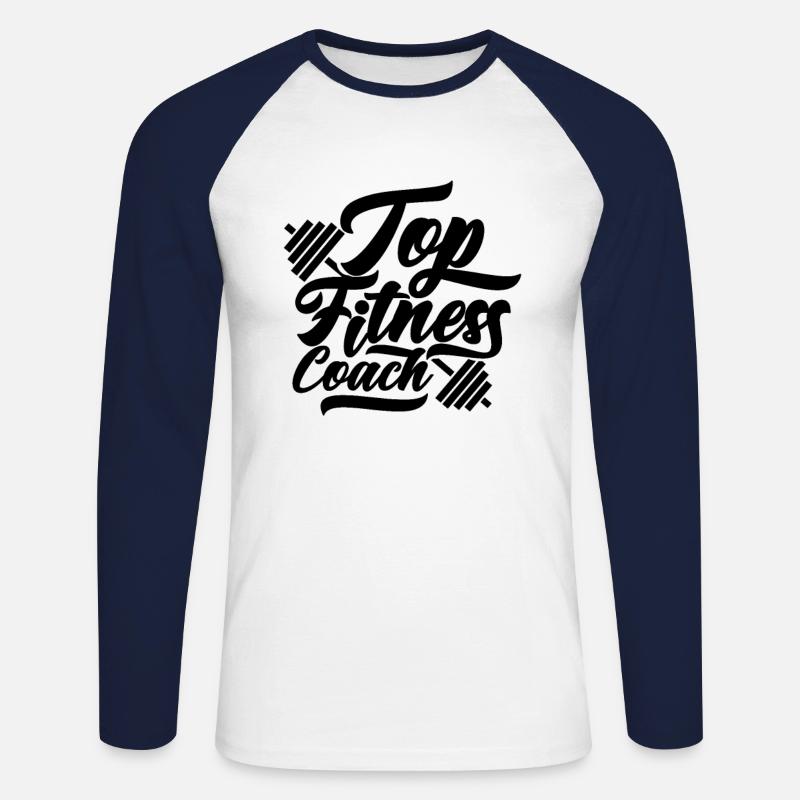 Fitnesstrainer - Unisex Baseballshirt langarm - Weiß/Navy