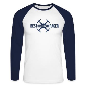 Drone - T-shirt baseball manches longues Homme - blanc/marine - Devant - Nik (191cm)