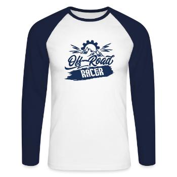 Off Road - T-shirt baseball manches longues Homme - blanc/marine - Devant - Nik (191cm)