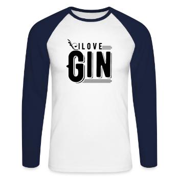 Gin Amant - T-shirt baseball manches longues Homme - blanc/marine - Devant - Nik (191cm)