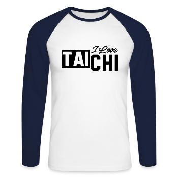 Arts martiaux Taichi Taiji TAI Chi Tai-Chi-Chi-Chuan - T-shirt baseball manches longues Homme - blanc/marine - Devant - Nik (191cm)