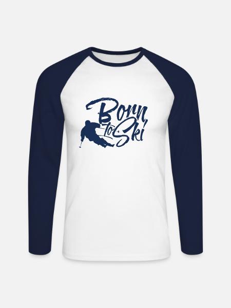 Alpine skier skiing skier skiing - Unisex Long Sleeve Baseball T-Shirt - white/navy