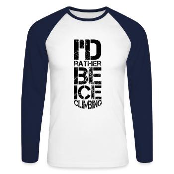 Ice Climbing Ice Tour Ice Wall Ice Climber Ice Pick - Unisex Long Sleeve Baseball T-Shirt - white/navy - Front - Nik (191cm)