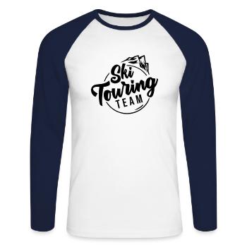 Ski tours Ski mountaineering Ski Ski touring tour - Unisex Long Sleeve Baseball T-Shirt - white/navy - Front - Nik (191cm)