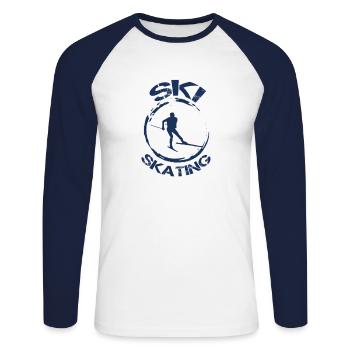 Skater Skier Skifahren Langlauf Ski Skating Sport - Unisex Baseballshirt langarm - Weiß/Navy - Vorne - Nik (191cm)