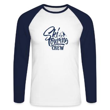 Skitouren - Unisex Baseballshirt langarm - Weiß/Navy - Vorne - Nik (191cm)