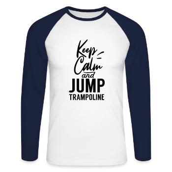 Trampolin springen - Unisex Baseballshirt langarm - Weiß/Navy - Vorne - Nik (191cm)