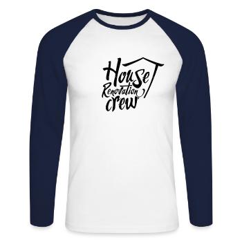 Sanieren Renovierung Renovieren Sanierung Haus - Unisex Baseballshirt langarm - Weiß/Navy - Vorne - Nik (191cm)