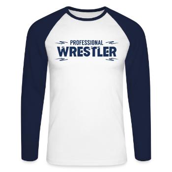 Ringen Freistilringen Ringer Ringsport Ringkampf - Unisex Baseballshirt langarm - Weiß/Navy - Vorne - Nik (191cm)