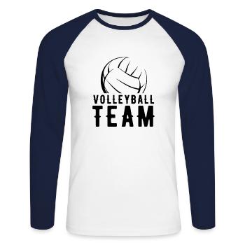 Joueur de volleyball volleyball équipe de volleyball - T-shirt baseball manches longues Homme - blanc/marine - Devant - Nik (191cm)