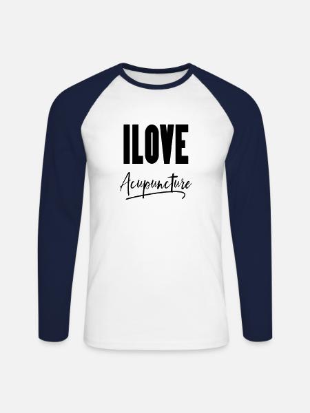 J'adore l'acupuncture - T-shirt baseball manches longues Homme - blanc/marine