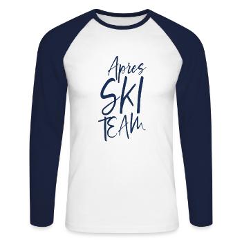 Apres ski - Unisex Long Sleeve Baseball T-Shirt - white/navy - Front - Nik (191cm)