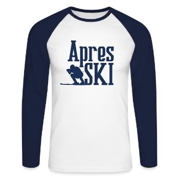Apres ski - Unisex Long Sleeve Baseball T-Shirt - white/navy - Front - Nik (191cm)