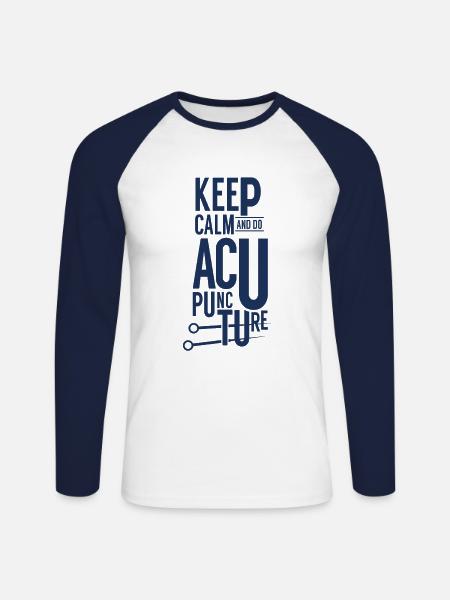 Needles acupuncturist practice medicine acupuncture - Unisex Long Sleeve Baseball T-Shirt - white/navy