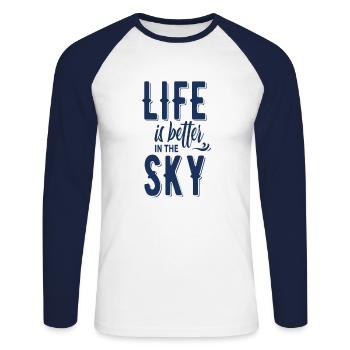 parachute - T-shirt baseball manches longues Homme - blanc/marine - Devant - Nik (191cm)