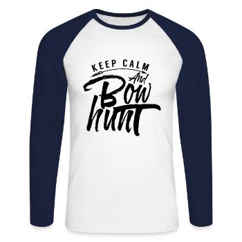 Arrow bow hunt bow hunter archery bow - Unisex Long Sleeve Baseball T-Shirt - white/navy - Front - Nik (191cm)
