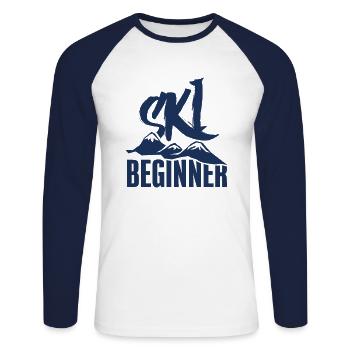 Ski Beginners ski course - Unisex Long Sleeve Baseball T-Shirt - white/navy - Front - Nik (191cm)