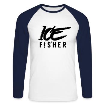 pêcheur de glace - T-shirt baseball manches longues Homme - blanc/marine - Devant - Nik (191cm)