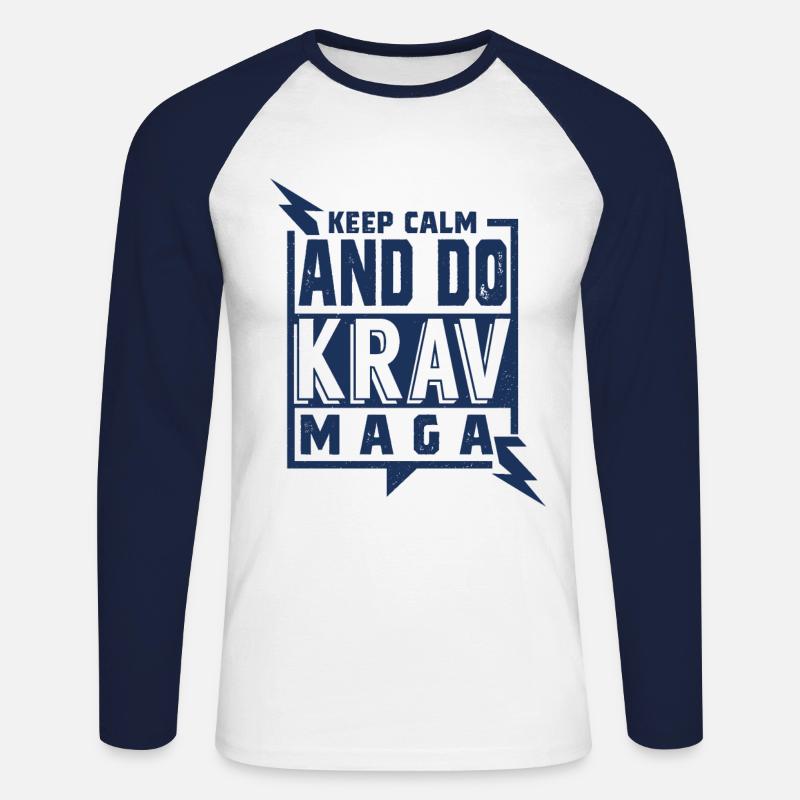Krav Maga - Unisex Baseballshirt langarm - Weiß/Navy