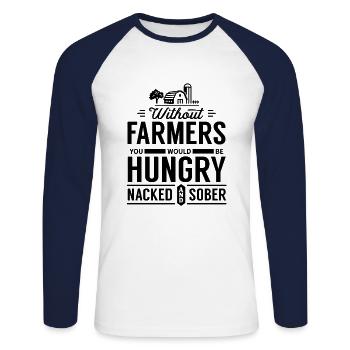 Demo Traktor Bauern Bauernprotest Bauer Protest - Unisex Baseballshirt langarm - Weiß/Navy - Vorne - Nik (191cm)