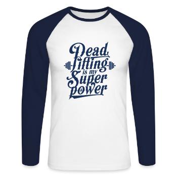 Deadlifts Deadlift élévateur de croisière deadlift gym - T-shirt baseball manches longues Homme - blanc/marine - Devant - Nik (191cm)