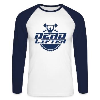 Deadlift Gym Lève-croisière Deadlift Deadlifts - T-shirt baseball manches longues Homme - blanc/marine - Devant - Nik (191cm)