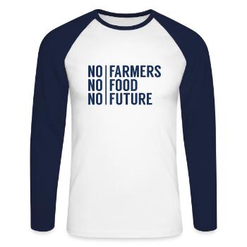 Keine Bauern Kein Essen Keine Zukunft - Unisex Baseballshirt langarm - Weiß/Navy - Vorne - Nik (191cm)