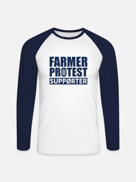 Bauer protest - Unisex Long Sleeve Baseball T-Shirt - white/navy