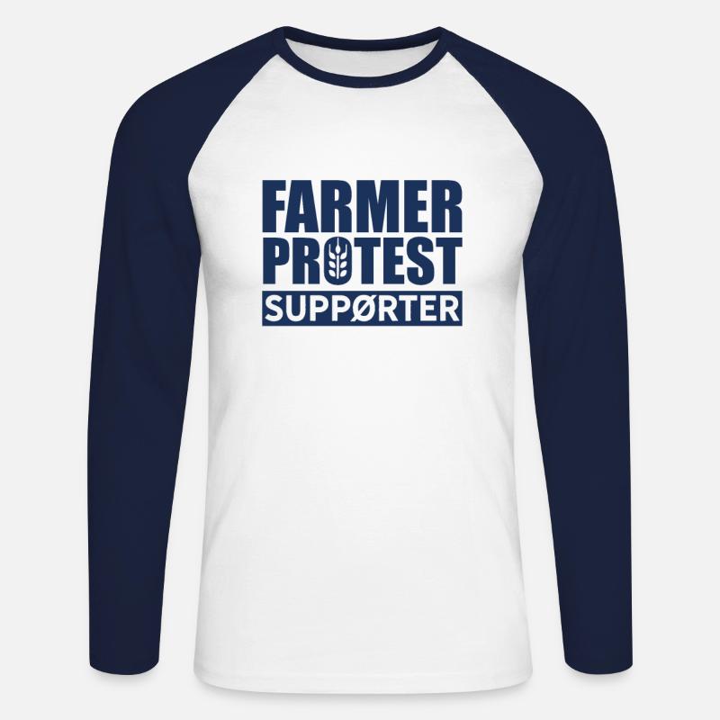 Bauernprotest - Unisex Baseballshirt langarm - Weiß/Navy
