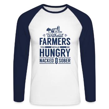 Demonstration Bauernprotest Bauer Demo Traktor - Unisex Baseballshirt langarm - Weiß/Navy - Vorne - Nik (191cm)