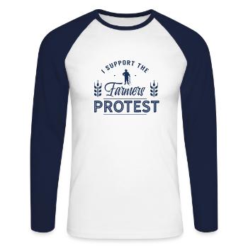 Traktor Demonstration Demo Bauer Bauernprotest - Unisex Baseballshirt langarm - Weiß/Navy - Vorne - Nik (191cm)