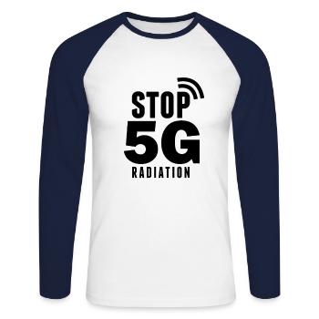 Anti 5G radio 5G radiation mobile radio opponents - Unisex Long Sleeve Baseball T-Shirt - white/navy - Front - Nik (191cm)
