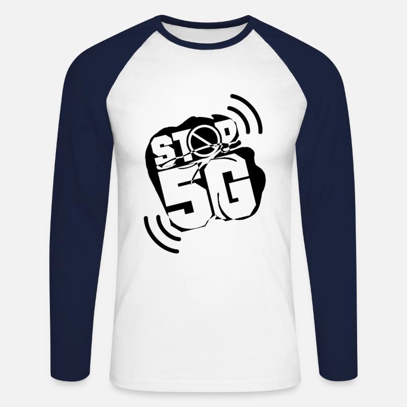 Stop 5G - Unisex Baseballshirt langarm - Weiß/Navy