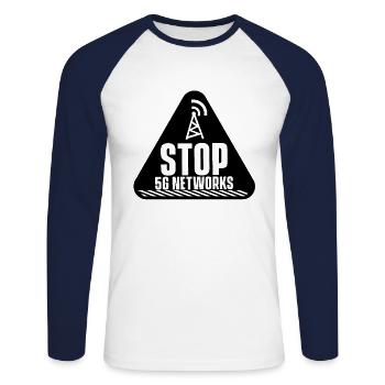 Gegner Funk Mobilfunk 5G Strahlung Anti 5G - Unisex Baseballshirt langarm - Weiß/Navy - Vorne - Nik (191cm)