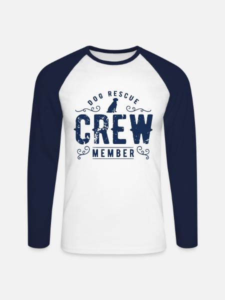 Hundredning - Langærmet herre-baseballshirt - hvid/marineblå