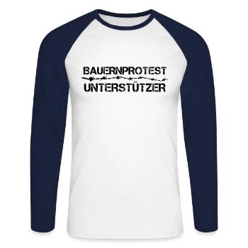 Landwirt Bauernprotest Dauer Bauern Demonstration - Unisex Baseballshirt langarm - Weiß/Navy - Vorne - Nik (191cm)